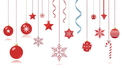 Elegant Hanging Christmas Decoration Set with Baubles, Stars, and Snowflakes