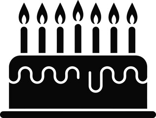 Birthday Cake with Candles Icon Illustration for Celebration and Party