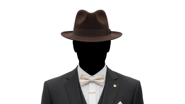 Elegant man in suit and fedora hat isolated PNG, formal wear for special occasions and vintage fashion themes