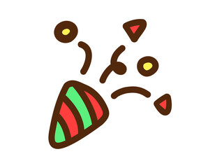 Festive party popper illustration with confetti and celebratory design