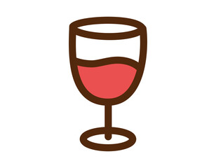 Cartoon illustration of a wine glass filled with red wine