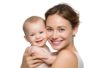 Tender mother baby smile isolated on transparent background