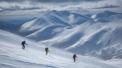 skiers on top of mountain