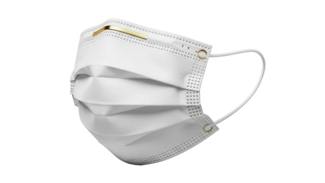 White surgical face mask isolated PNG, personal protective equipment for healthcare and medical use on transparent background