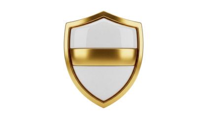 Golden shield PNG isolated on transparent background, security and protection concept for graphic design and web elements