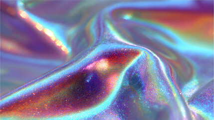 holographic glitter texture with rainbow reflections and shiny light particles creating a vivid elegant iridescent glow