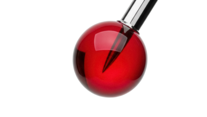 Red spherical shift knob isolated PNG on transparent background, gear stick handle for automotive customization and vehicle interior design