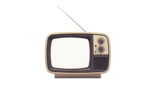 Vintage television set PNG isolated on transparent background, retro TV with antenna for media and entertainment design projects