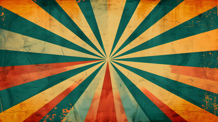 psychedelic vintage sunburst pattern with distorted radial lines and a retro nostalgic color palette