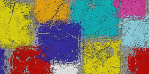 Colorful painted grunge wall texture with peeling, aged, rusty stripes and vintage rough surface pattern design © MDJAHIRULISLAM