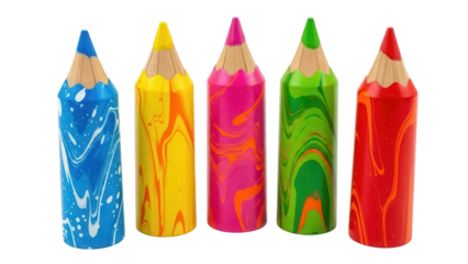 Colorful wooden pencils isolated PNG, vibrant art supplies for drawing and coloring on transparent background