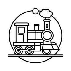 Vector illustration set of an old black locomotive train symbol sign for business transportation icons design