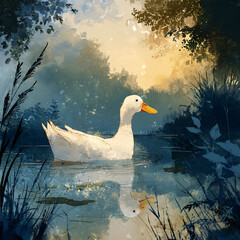 duck in the lake	