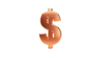 Copper dollar sign PNG isolated on transparent background, currency symbol for finance and business concepts