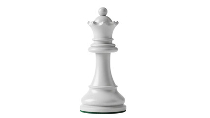 Elegant white queen chess piece isolated PNG, strategic game element for design projects and educational materials on transparent background