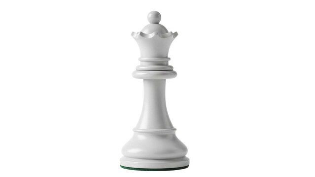 Elegant white queen chess piece isolated PNG, strategic game element for design projects and educational materials on transparent background