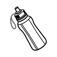 Isolated vector illustration of a green glass bottle of wine with a cork and label