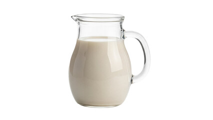 Glass pitcher of fresh milk PNG isolated on transparent background, dairy product for healthy breakfast and cooking