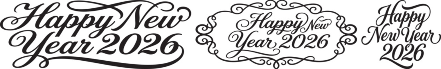 Happy new year 2026 calligraphy lettering typography inscription for winter holidays celebration posters © Ehan