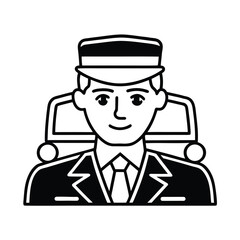 Funny cartoon businessman and helper man in suits and hats vector illustration