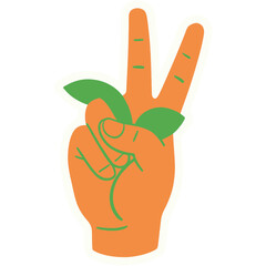 peace hand | sprouting leaves | earthy tones | recycled-paper texture | eco-friendly sticker | bold outline | natural palette | kawaii plant illustration | sustainability vibes | cute environmental 