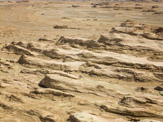 Aerial view of the Eboliang Yardang Landform in Qinghai, China