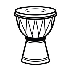 Antique silver goblet and old wood drum isolated on white as vintage music and drink objects