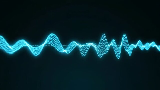 Smoothly oscillating teal blue waveform background creating rhythmic sinusoidal patterns ideal for technology concepts screen saver, dynamic, system