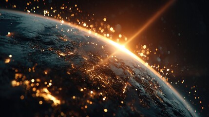 Obraz premium Fractured Sun Orbiting in Surreal Celestial Dance 