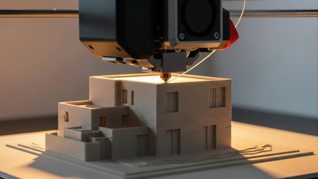 Three dimensional printer constructing miniature architectural structure