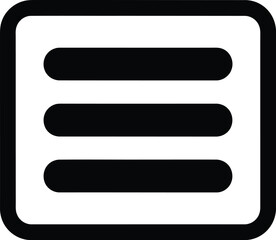 Fototapeta premium Black and white icon representing a menu or navigation symbol, often referred to as a hamburger icon, enclosed in a rounded square border