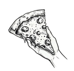 Pizza hand drawn isolated