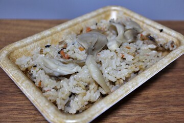 Maitake mushroom takikomi gohan purchased at a supermarket in Tokyo, Japan