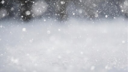 Obraz premium Snowy Winter Landscape with Falling Snowflakes and Blurred Background.