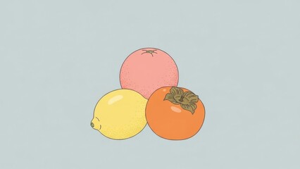 Three colorful fruits gently animated on a clean background