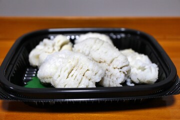 Boiled hamo (daggertooth pike conger) purchased at a supermarket in Tokyo, Japan