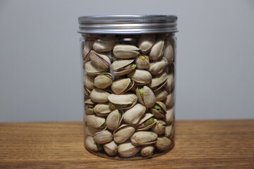Pistachio seeds in a jar purchased in Vietnam