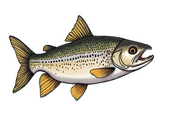 Hand drawn trout fish