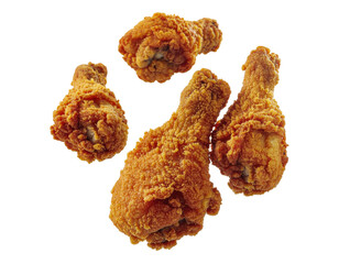 Crispy Fried Chicken Drumsticks Piled Together on a Transparent Background for Culinary Presentation