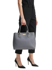 Female holding bag isolated