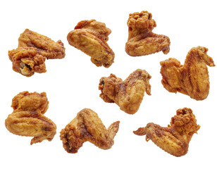 Crispy Fried Chicken Wings Placed on a Transparent Background Ready for Serving or Sale