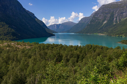Beautiful view of Lovatnet lake in Norway