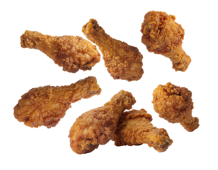 Plate of Crispy Fried Chicken Drumsticks on Transparent Background Ready for Delicious Sharing
