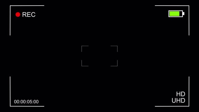 Camera screen recording overlay animation with alpha channel