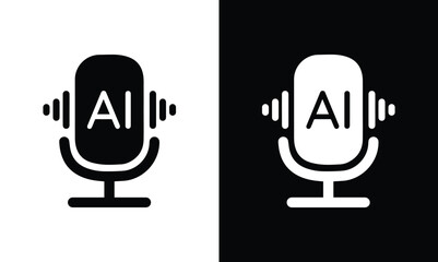 Ai voice generator black icon isolated. PNG with transparent background. Clipping path. Flat lay. Ai Voice icon. vector illustration eps file. 