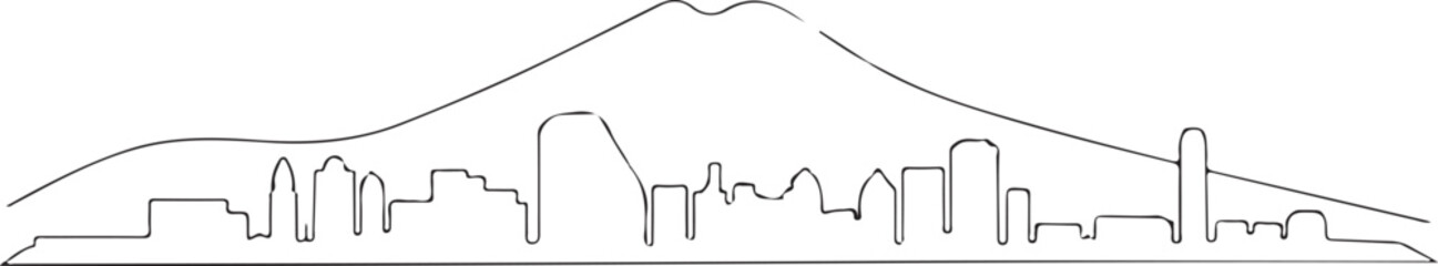 continuous line Addis Ababa skyline with Entoto mountain silhouette.ai