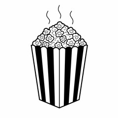Black and white popcorn snack icon