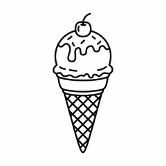 Ice cream cone line art icon