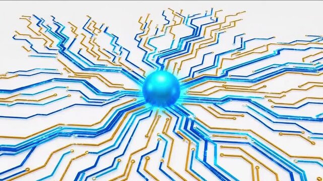 Blue sphere with circuit art