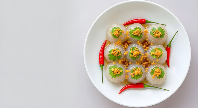 Thai sago pork balls with garlic topping No3